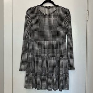 Lily Rose Long Sleeve Houndstooth Pattern Dress Women’s Small